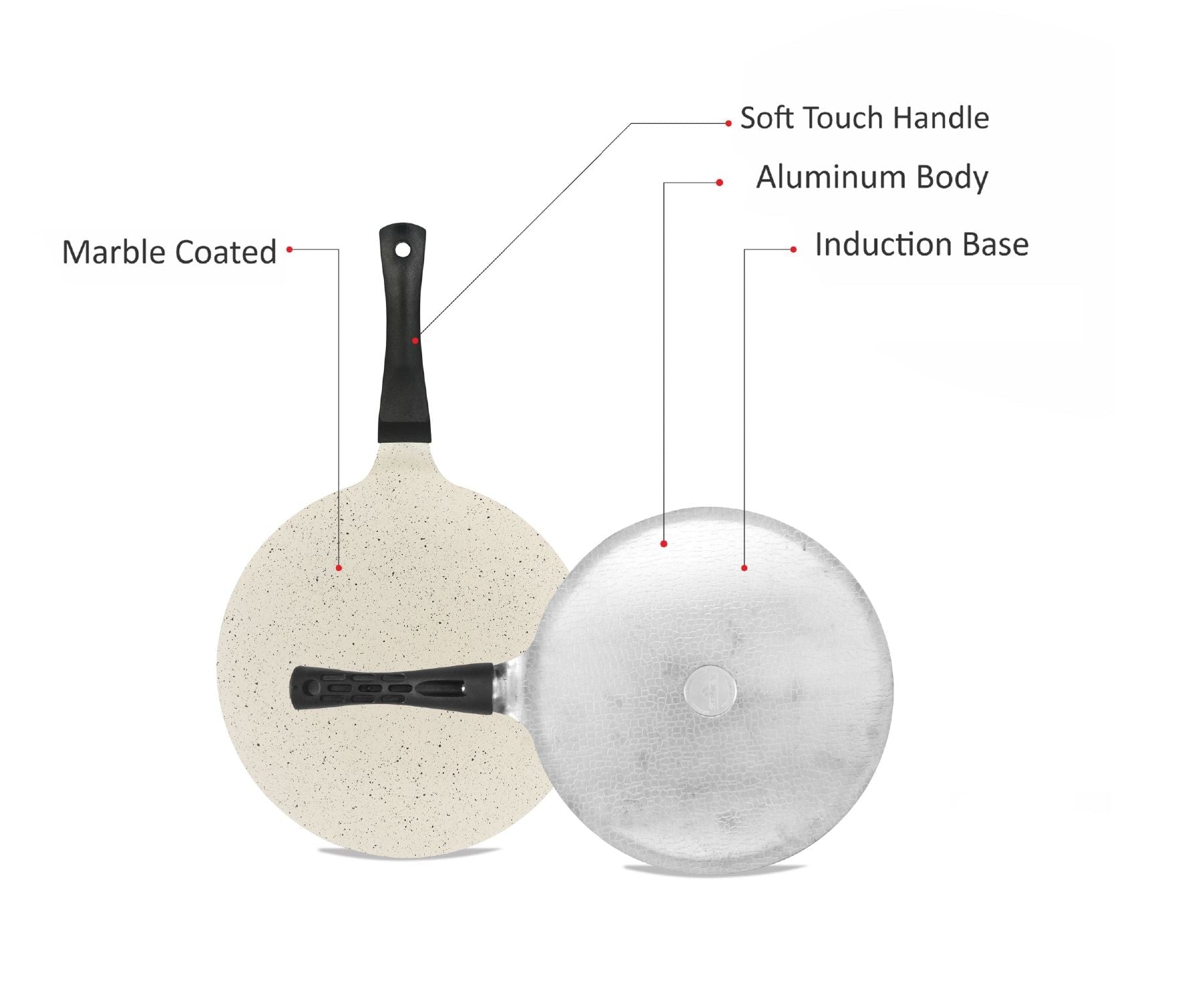 Sonex Aluminum Non-Stick 30cm Mac Tawa White Marble