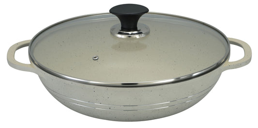 Sonex Aluminum Non-Stick Eden Cooking Wok 2 Handles with Induction, White Marble