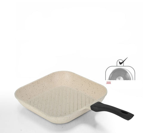 Sonex Aluminum Non Stick Eden Grill Pan with Induction 28cm, White Marble