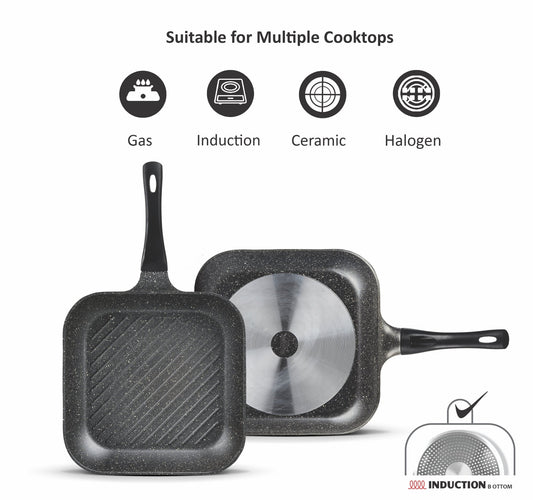 Sonex Eden 28cm Aluminum Non-Stick Grill Pan All Cooktops Grey Marble