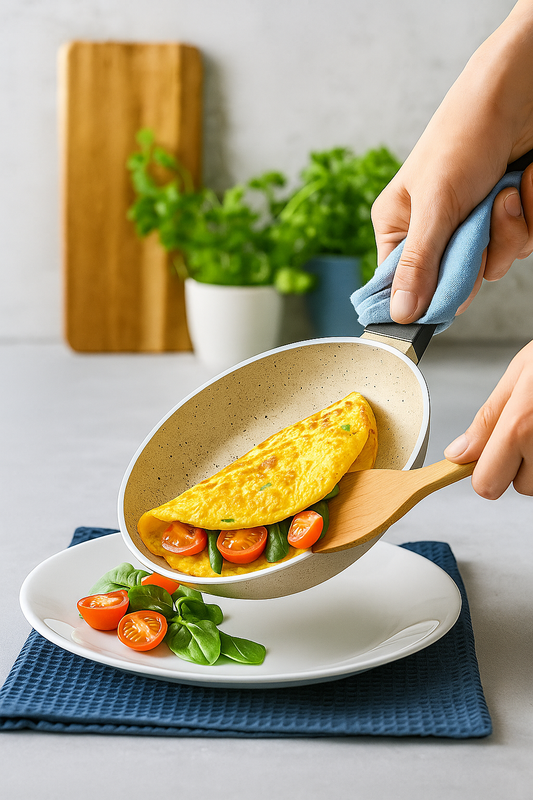 Sonex Omega Junior Marble Coating Cookware Set with Glass Lids | Non-Stick Pots & Fry Pan Set | Induction Compatible | White Color | Kitchen Cookware Gift Set