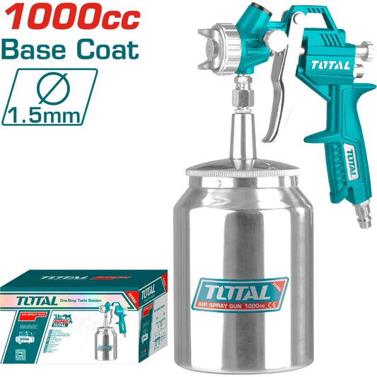 TOTAL 1000cc Base Coat Paint Gun, 1.5mm Nozzle, 3–4 Bar