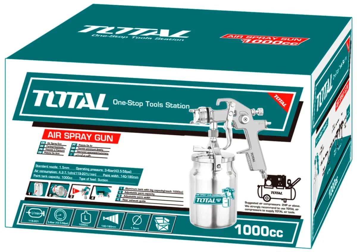 TOTAL TT5006-2 HVLP Electric Spray Gun 550W 800ml | Floor Based Paint Sprayer with Aluminum Container