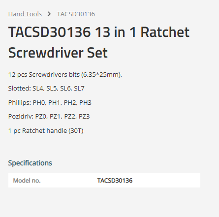 TOTAL 13 In 1 Ratchet Screwdriver Set TACSD30136