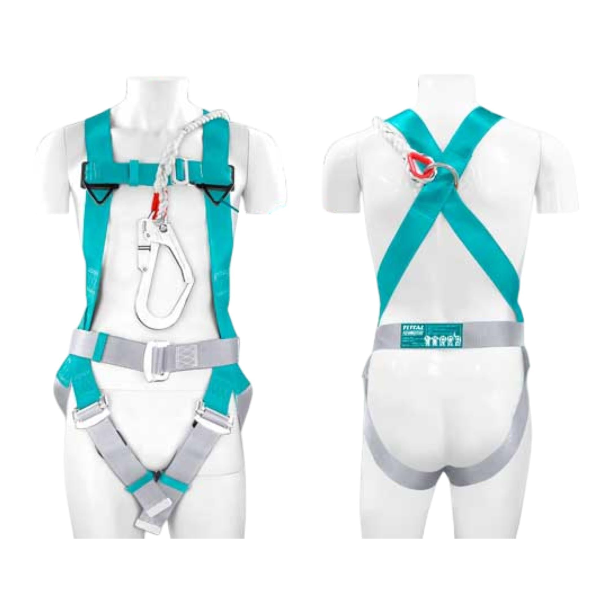 TOTAL 1.5m Safety Harness with 14mm Rope, Fall Protection Kit