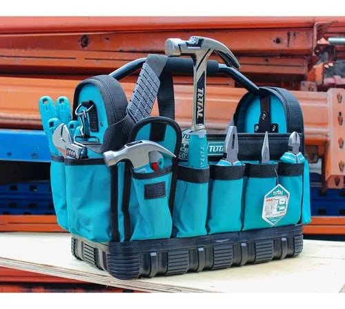 TOTAL 16" Open Tote Tool Bag, 600D Polyester, Multiple Pockets