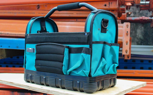 TOTAL 16" Open Tote Tool Bag, 600D Polyester, Multiple Pockets