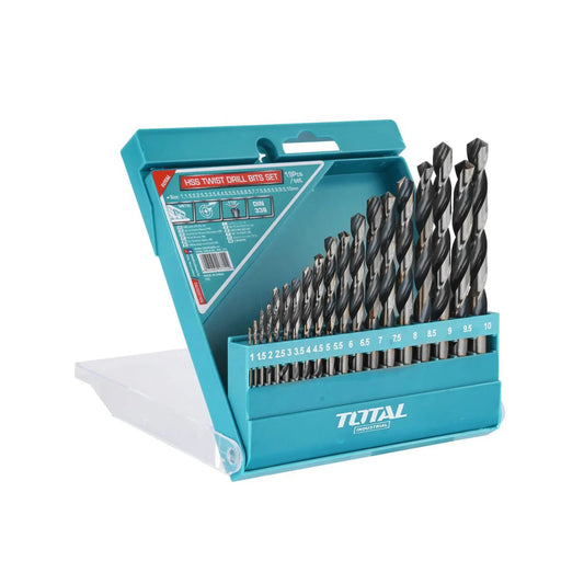 TOTAL 19-Piece HSS Twist Drill Bit Set â€“ Durable, Sharp, Versatile