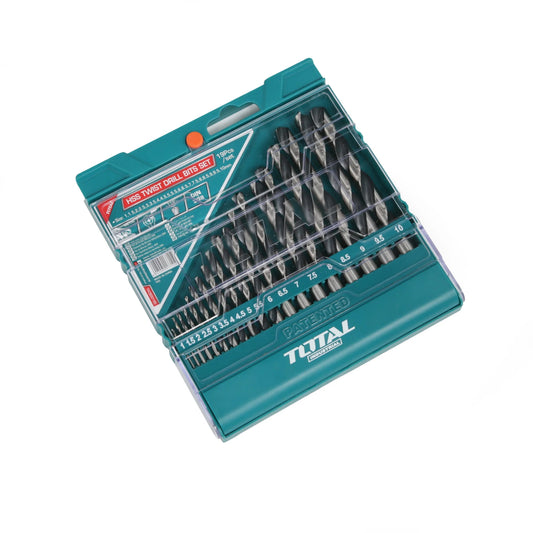 TOTAL 19-Piece HSS Twist Drill Bit Set â€“ Durable, Sharp, Versatile