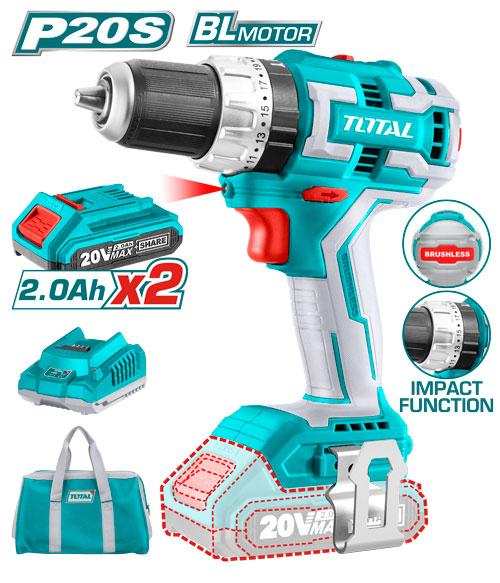TOTAL 2-in-1 Cordless Tool Kit, 20V Drill and Driver Combo with Accessories