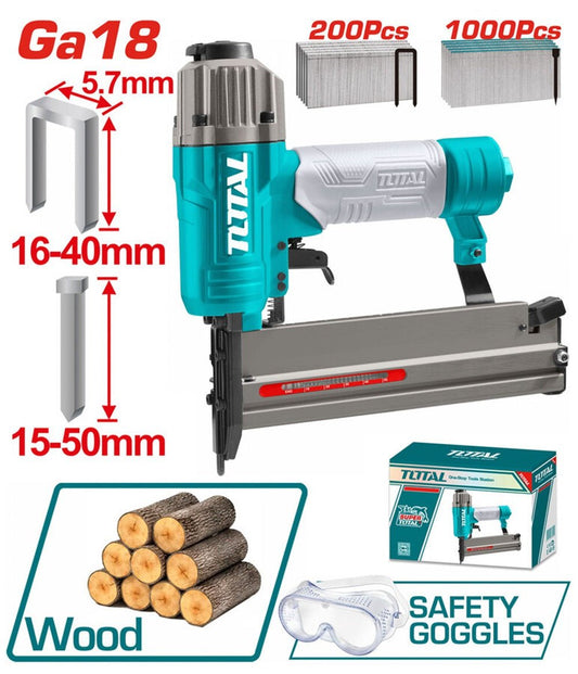 TOTAL TAT81501 2-in-1 Pneumatic Brad Nailer & Stapler – 18GA Air Nailer, 15-50mm Brad Nails & 16-40mm Staples, 100-Piece Magazine Capacity