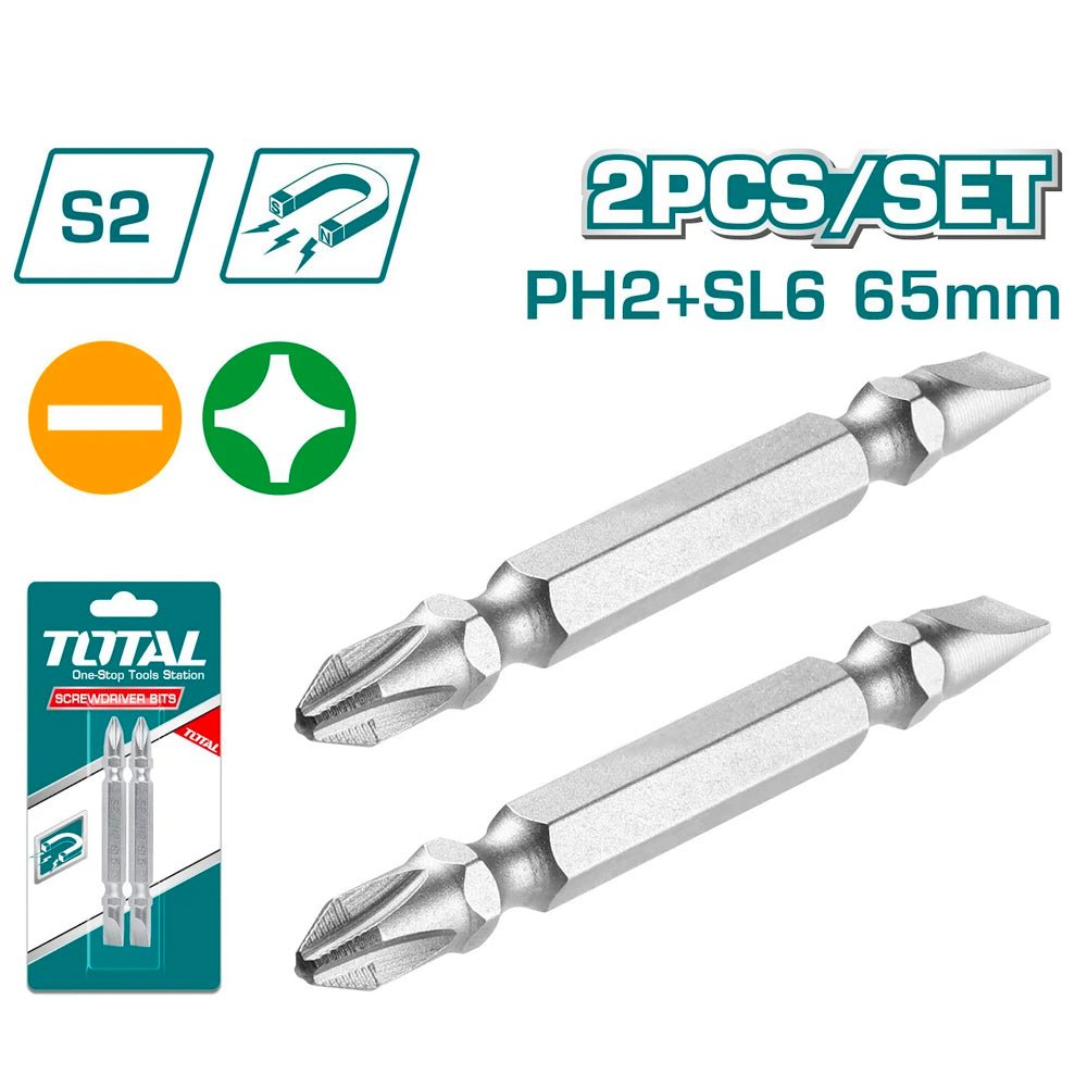 TOTAL 2 Pieces Star Screwdriver Bits Set , 65 Mm Magnetic Tip -TAC16HL234