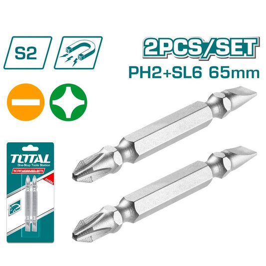 TOTAL 2 Pieces Star Screwdriver Bits Set , 65 Mm Magnetic Tip -TAC16HL234