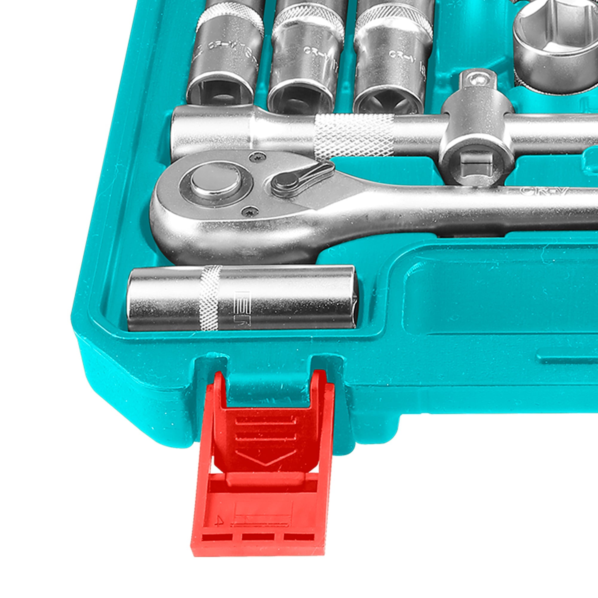 TOTAL 20 Pcs 1/2" Drive Socket Set CR-V Steel, Ratchet Handle 45T, Deep & Spark Plug Sockets, Heavy-Duty Tool Kit