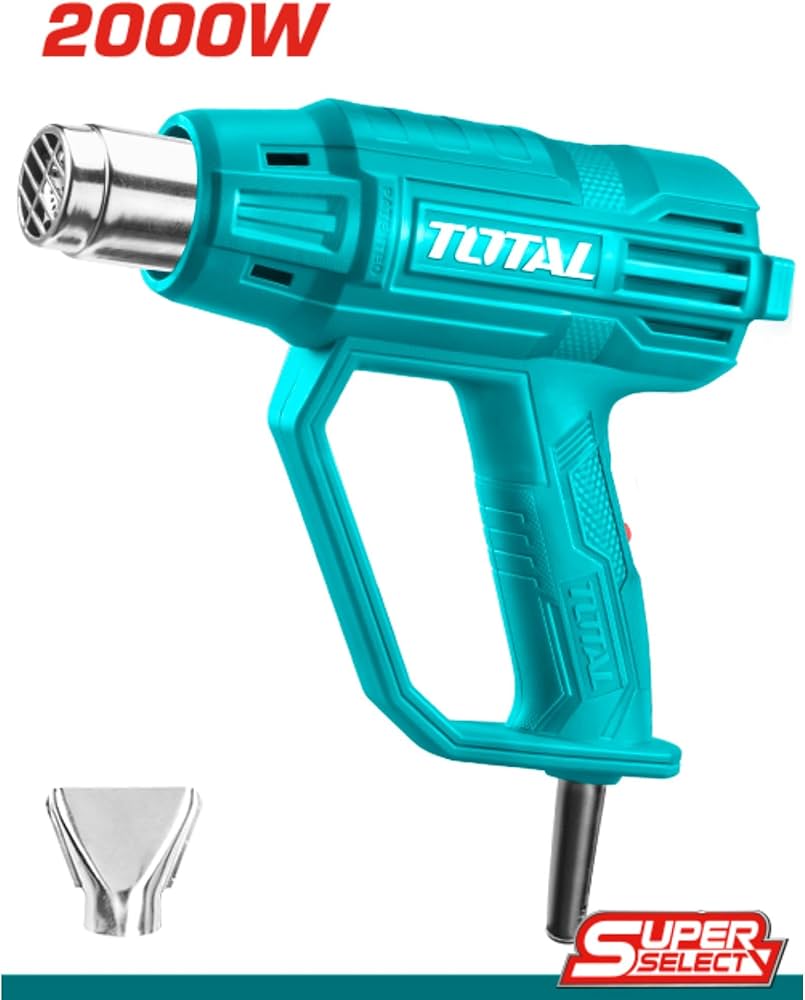 TOTAL TB200365 Heat Gun 2000W – Dual Temperature 350°C/550°C, Variable Airflow, Hot Air Gun with Nozzle