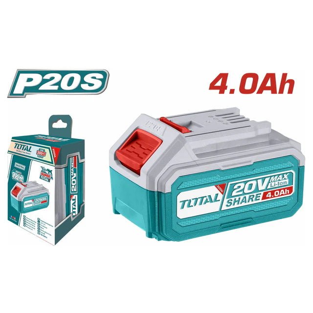 TOTAL TFBLI20021 Lithium-Ion Battery Pack 20V 4.0Ah – P20S Series Rechargeable Battery with LED Power Indicator
