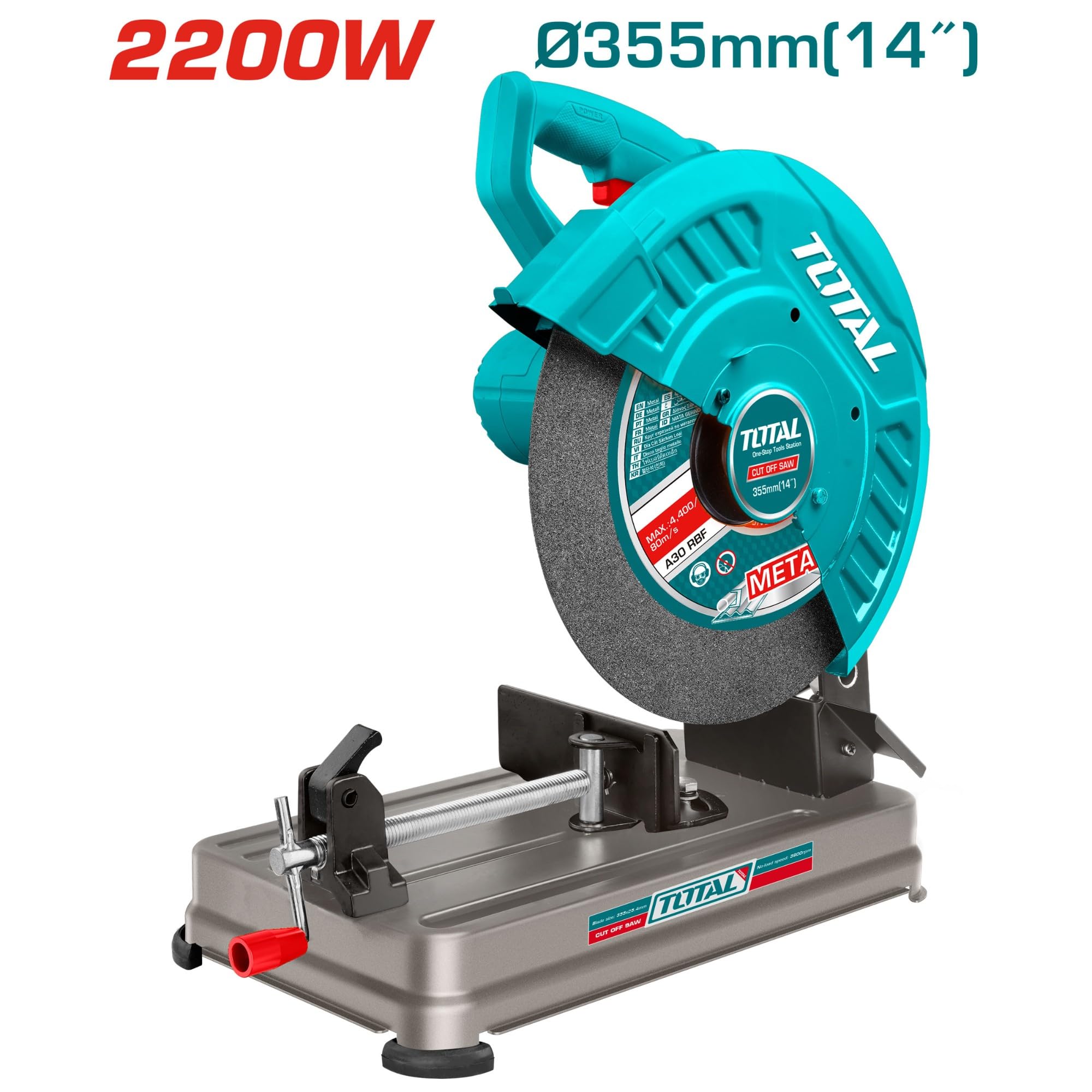 TOTAL TS223558 2200W Cut-Off Saw 355mm (14") – Heavy-Duty Metal Cutting Machine with 3700 RPM Motor & 100mm Cutting Capacity