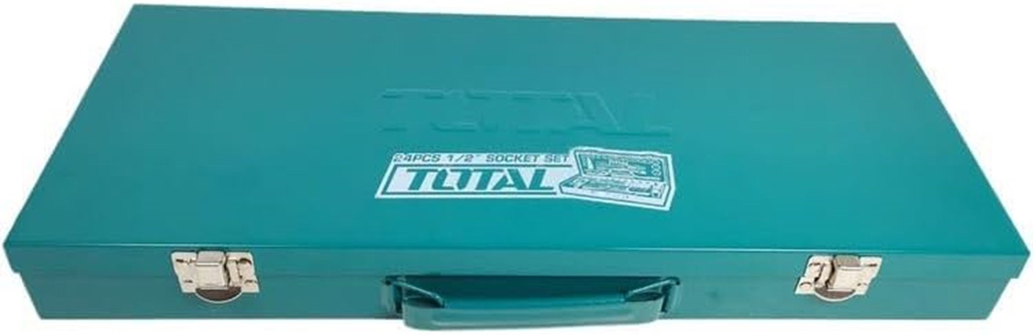 TOTAL 24Pcs 1/2″ Drive Socket Set, CR-V Steel, Ratchet 45T, Extension Bars