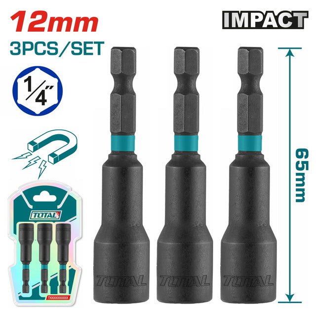 TOTAL 3 Pcs Magnetic Nut set 12mm -TAC271231