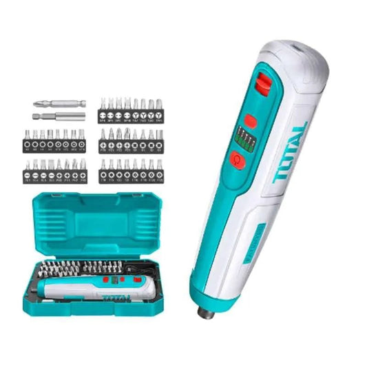 TOTAL TSDLI0406 Cordless Screwdriver 4V – 5Nm Torque, USB Type-C Charging, 40 Bits & Storage Case