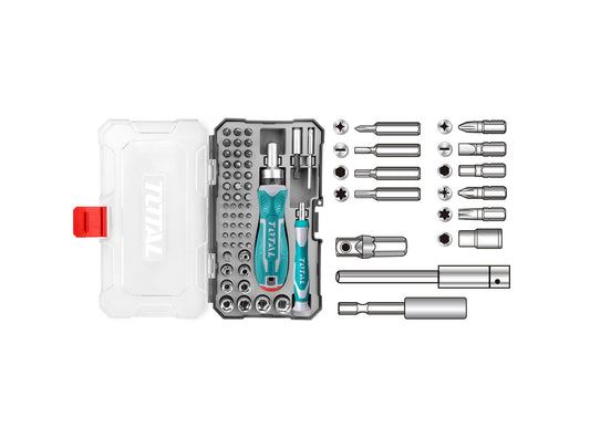 TOTAL TACSD30556 55-Piece Screwdriver Bits Set – S2 Industrial Steel Precision Screwdriver Bit Kit with Magnetic Holder & Storage Case