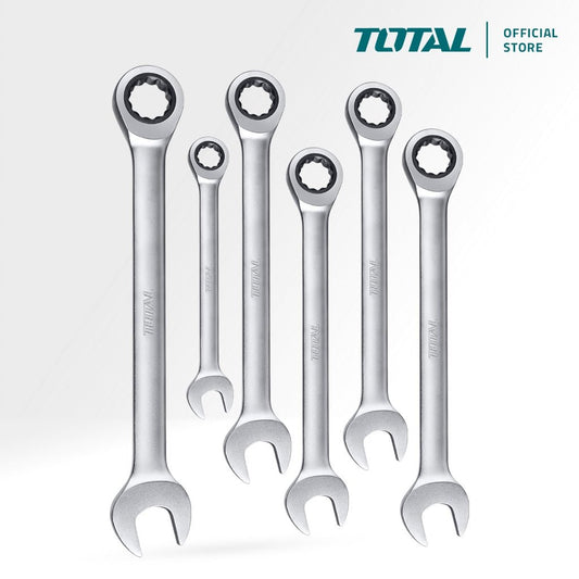 TOTAL 6 Pcs Ratchet Spanner Set 8mm, 10mm, 12mm, 13mm, 14mm, 17mm -THT102RK566