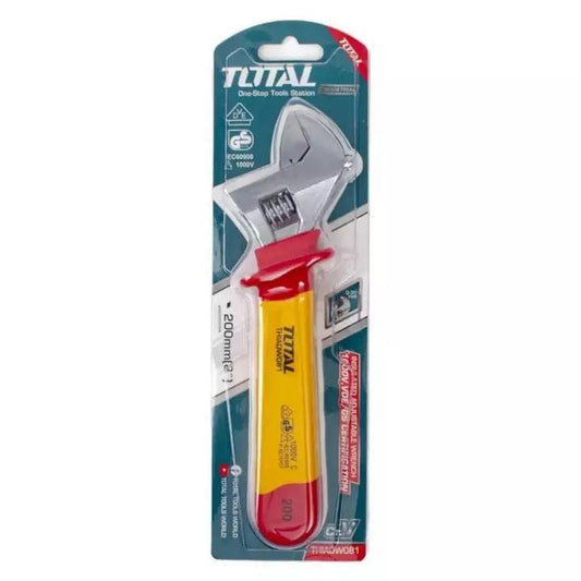 TOTAL 8-Inch Insulated Adjustable Wrench, Durable & Electrical Safety Rated