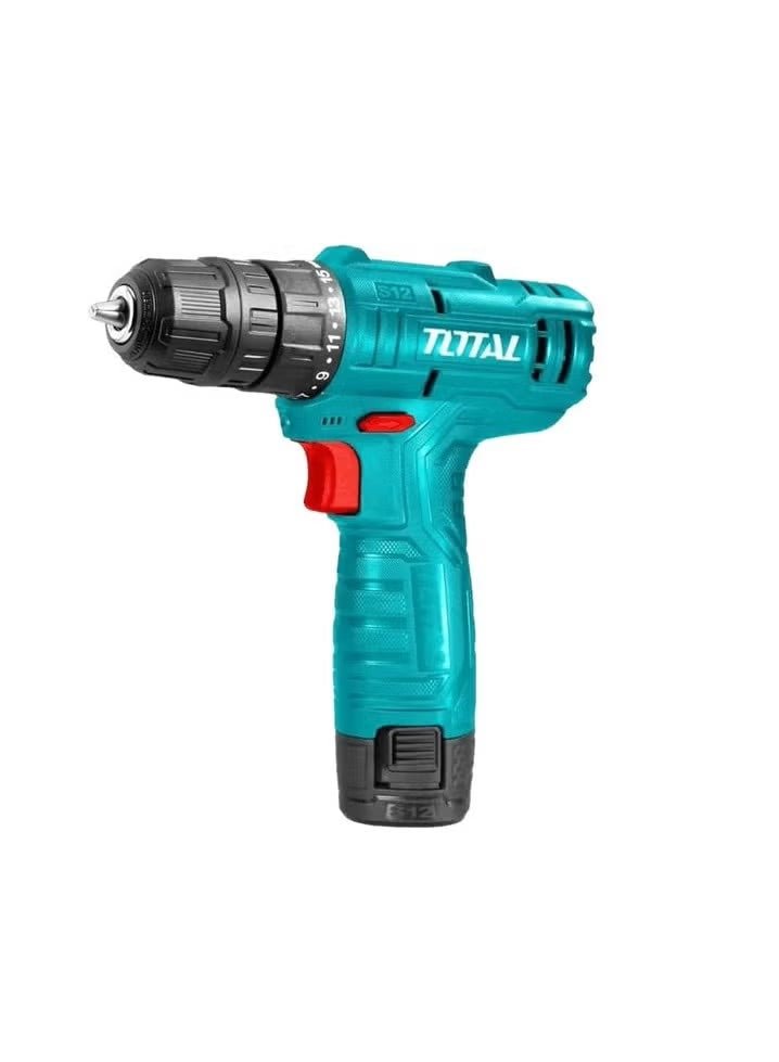 TOTAL TDLI12428 12V Cordless Drill Driver Kit – 20Nm Li-Ion Drill with 2 Batteries, Charger & Carry Case