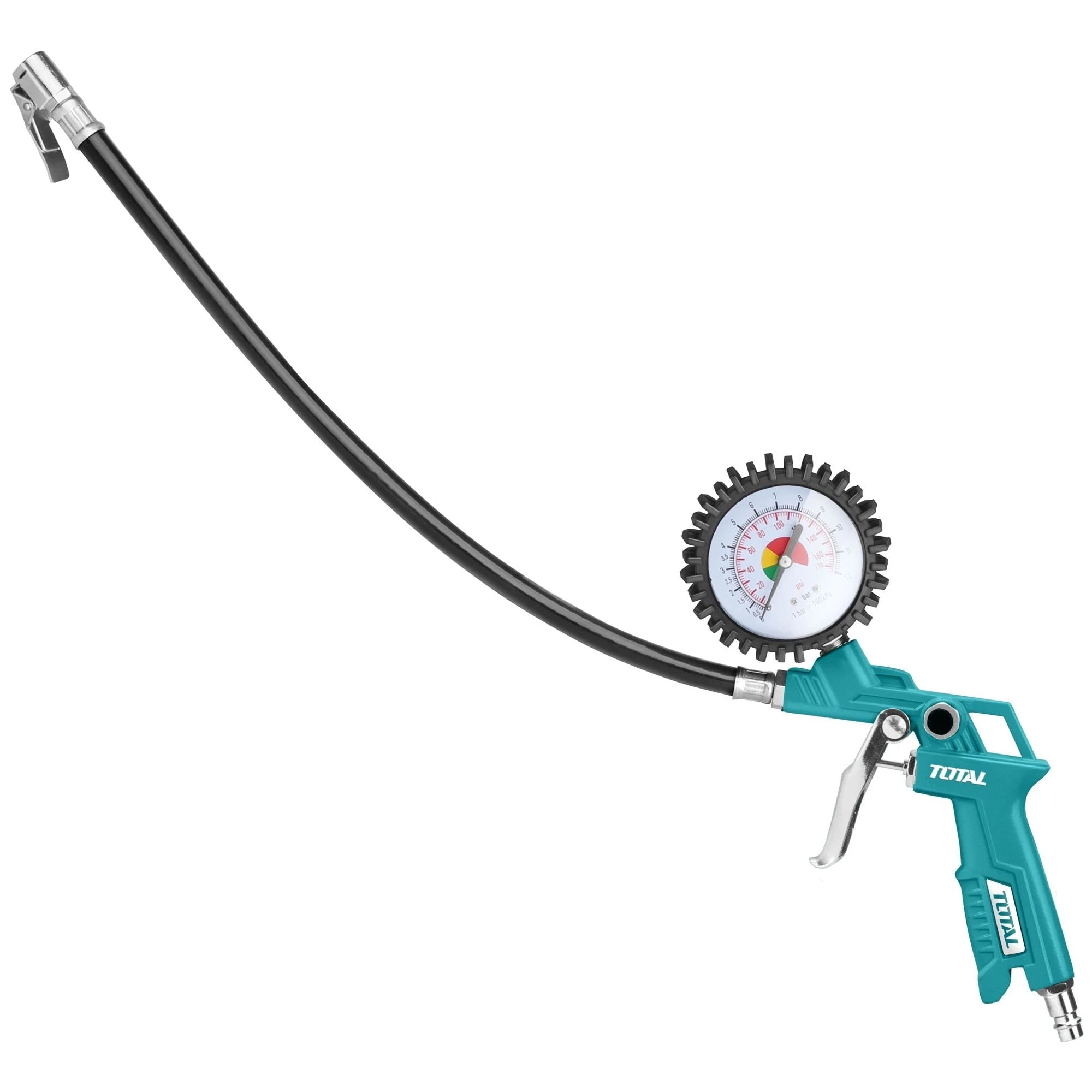 TOTAL Air Tyre Inflating Gun with Pressure Gauge, 8.5 Bar / 120 PSI