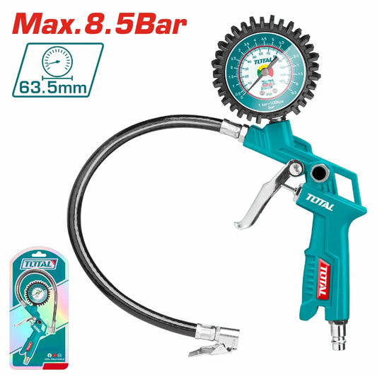 TOTAL Air Tyre Inflating Gun with Pressure Gauge, 8.5 Bar / 120 PSI