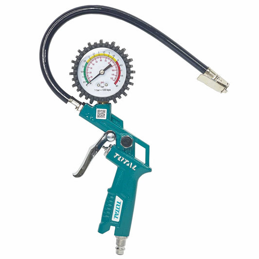 TOTAL Air Tyre Inflating Gun with Pressure Gauge, 8.5 Bar / 120 PSI