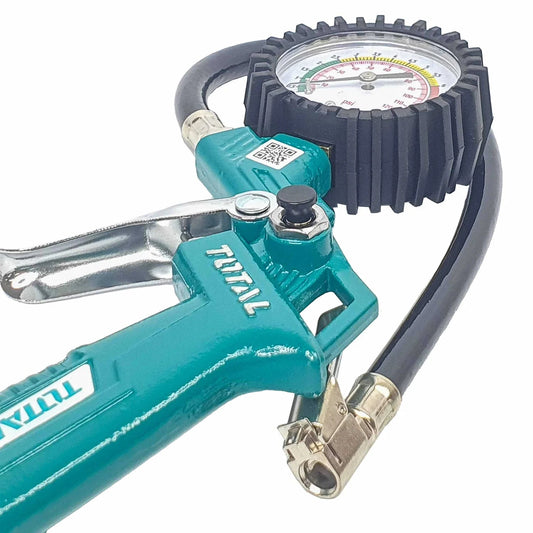 TOTAL Air Tyre Inflating Gun with Pressure Gauge, 8.5 Bar / 120 PSI