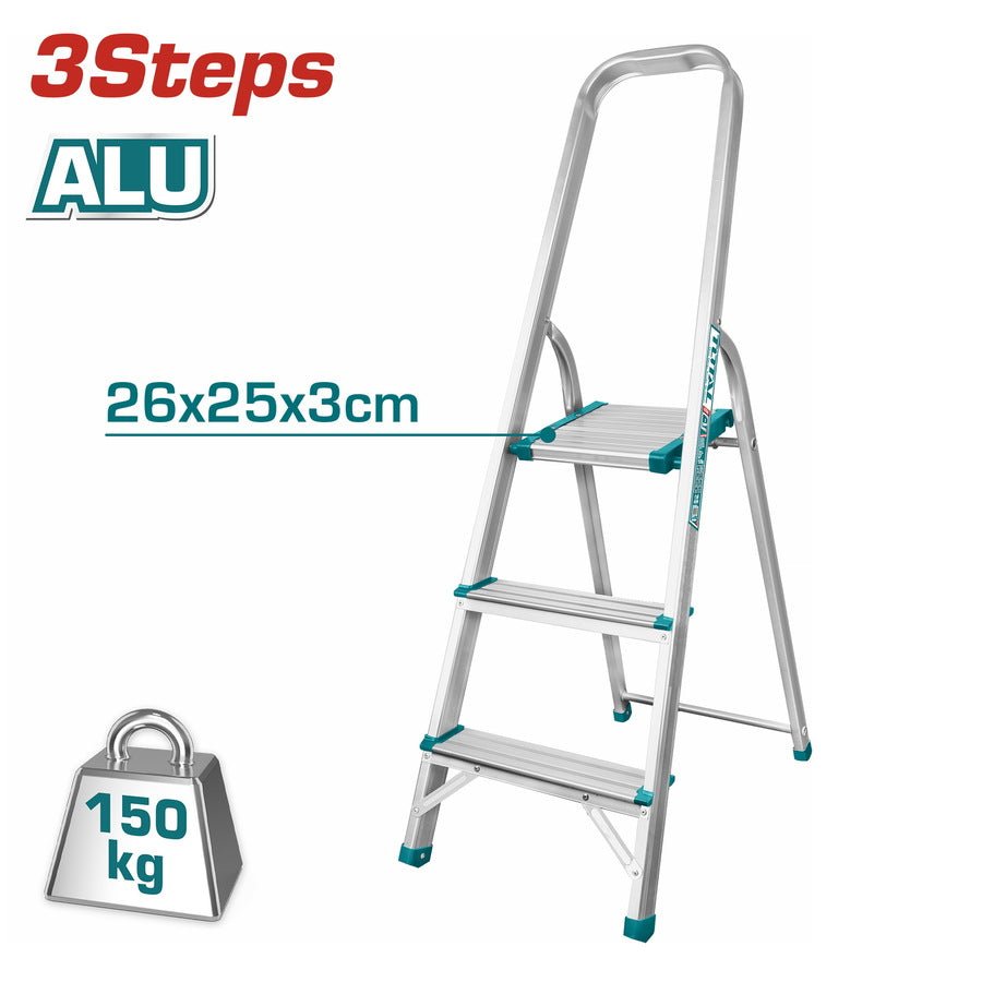TOTAL Aluminium Ladder 5 Steps – Heavy Duty 150Kg Load, Lightweight & Anti-Slip