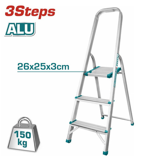 TOTAL Aluminium Ladder 5 Steps – Heavy Duty 150Kg Load, Lightweight & Anti-Slip