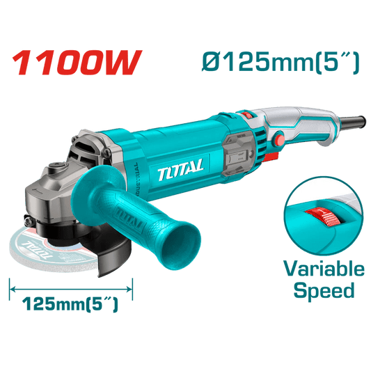 TOTAL Angle Grinder 125mm 1100W With Speed Control