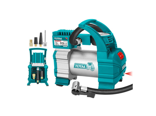 TOTAL Automatic Air Compressor 12V DC, 140 PSI, Portable Tire Inflator with LED Light