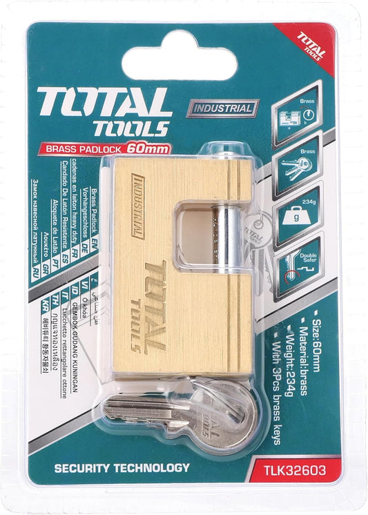 TOTAL BRASS BLOCK PADLOCK 60mm -TLK32603