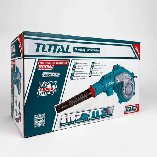 TOTAL Corded Aspirator Blower 800W with Dust Bag, Variable Speed, 4.5m³/min Airflow, Electric Blower & Vacuum Cleaner – 220-240V