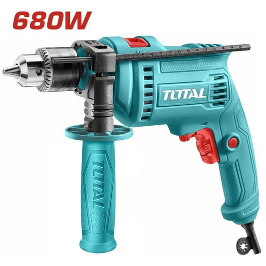 TOTAL TG1061356 Impact Drill 680W 13mm Variable Speed Hammer Drill, Forward & Reverse Function, Heavy Duty Electric Drill for Wood, Metal & Masonry