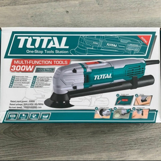 TOTAL TS3006 Multi-Function Tool 300W Variable Speed Oscillating Tool, Multi-Purpose Saw, Sander, Scraper & Cutter with Accessories