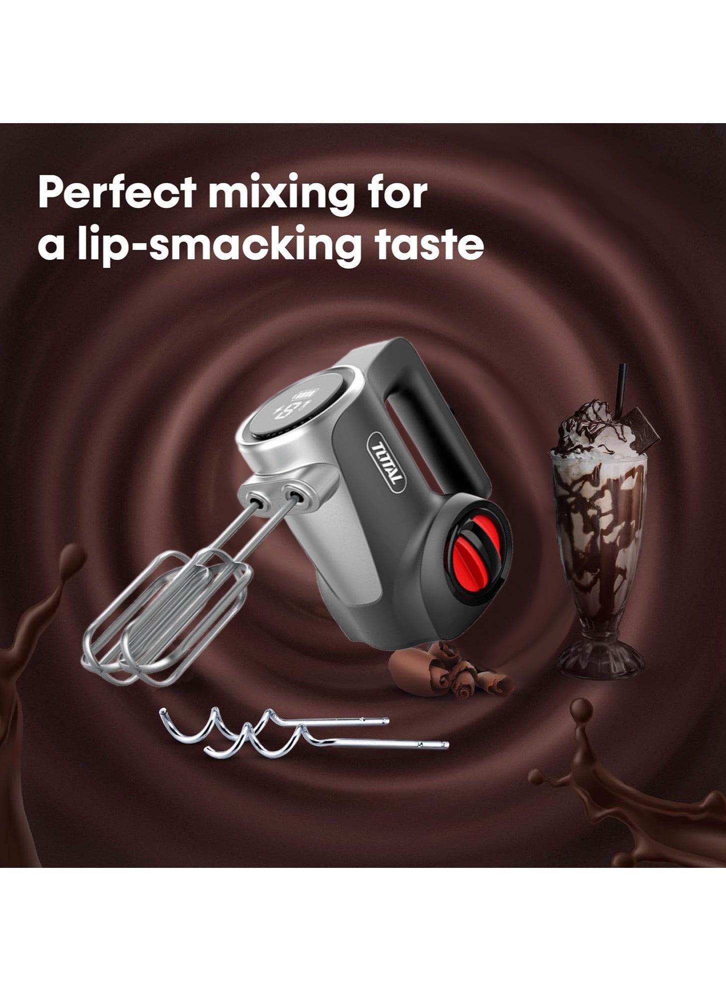 TOTAL Cordless Blender & Mixer Combo 16V, 7-Speed Control, 125W, LED Display, with Accessories, Battery & Charger