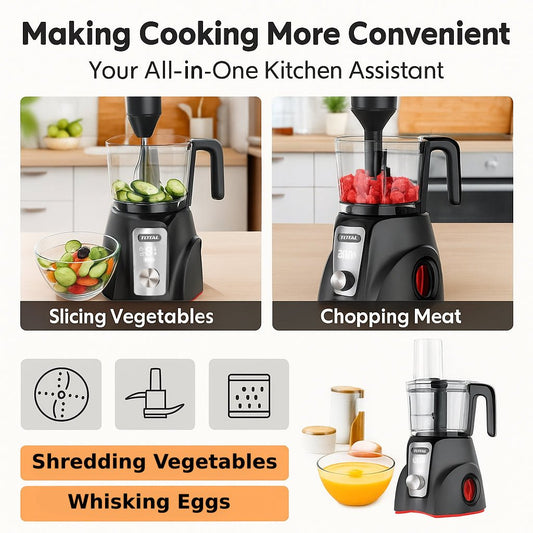 TOTAL Cordless Combo Blender 1.25L with Battery & Charger, 250W, LED Display, 2-Speed Pulse Control, Stainless Steel Blades