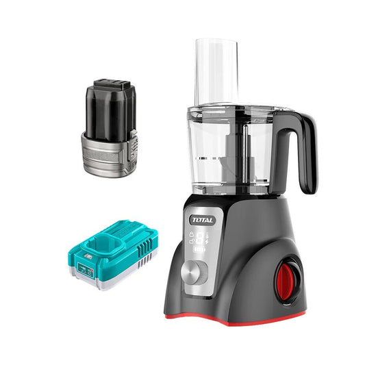 TOTAL Cordless Combo Blender 1.25L with Battery & Charger, 250W, LED Display, 2-Speed Pulse Control, Stainless Steel Blades
