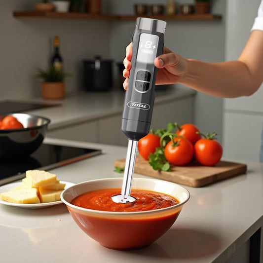 TOTAL Cordless Hand Blender 16V with Battery & Charger, 100W, 5-Speed Control, LED Display, Stainless Steel Shaft