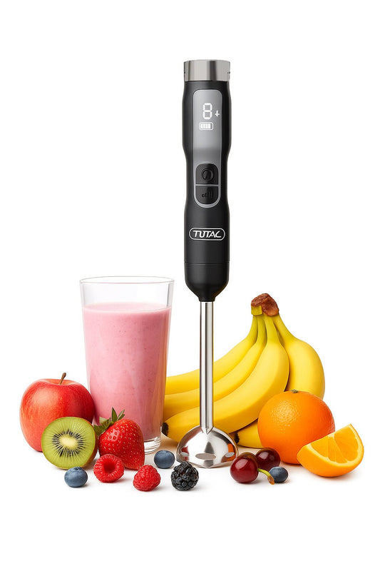 TOTAL Cordless Hand Blender 16V with Battery & Charger, 100W, 5-Speed Control, LED Display, Stainless Steel Shaft