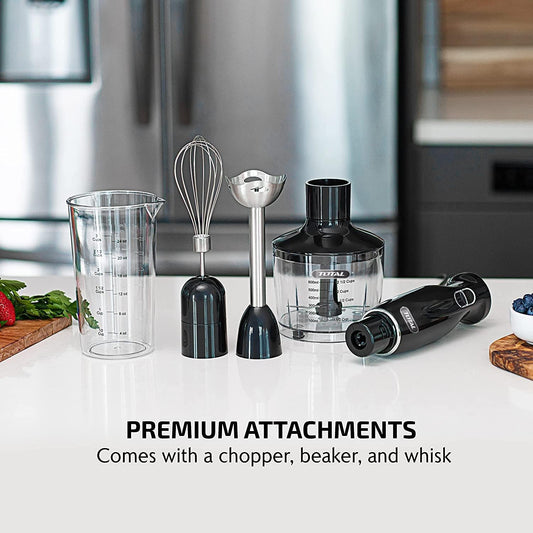 TOTAL Cordless Hand Blender Kit 16V with Accessories, 100W, 5-Speed Control, LED Display, Stainless Steel Shaft, Battery & Charger