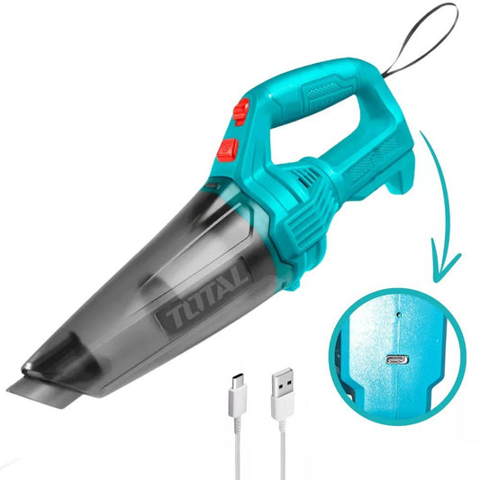 TOTAL Cordless Li-Ion Vacuum Cleaner 11.1V, HEPA Filter, 0.5L Capacity, USB-C Charging, Portable Handheld Vacuum