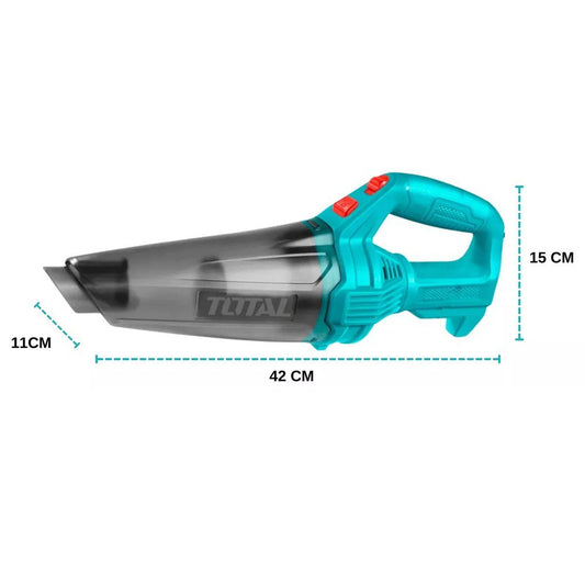 TOTAL Cordless Li-Ion Vacuum Cleaner 11.1V, HEPA Filter, 0.5L Capacity, USB-C Charging, Portable Handheld Vacuum