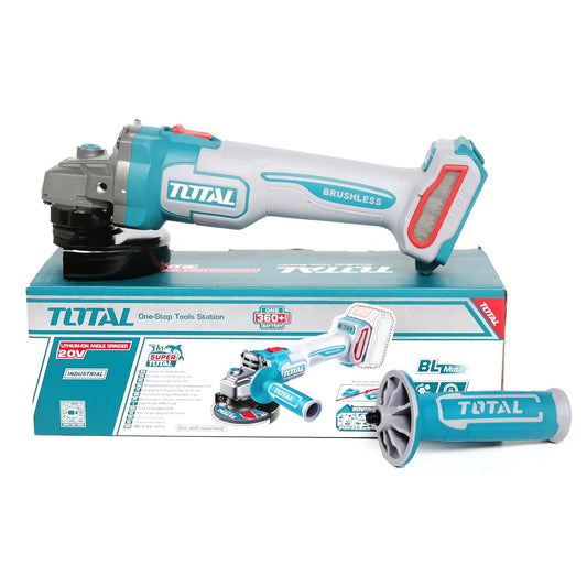 TOTAL Industrial Brushless 20V Cordless Angle Grinder 115mm, Variable Speed Metal Cutting & Grinding Tool, M14 Spindle, Tool Only