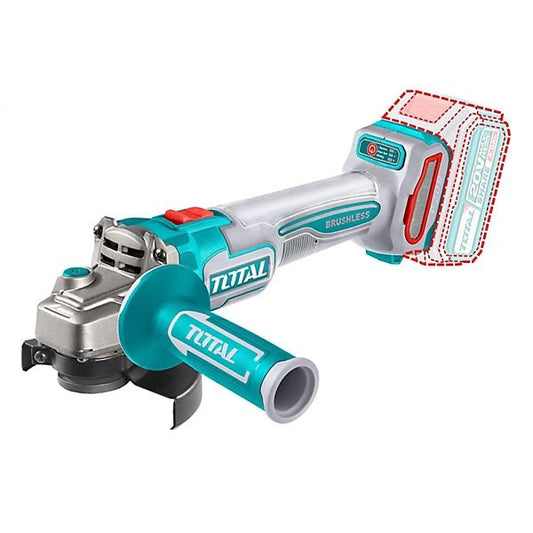 TOTAL Industrial Brushless 20V Cordless Angle Grinder 115mm, Variable Speed Metal Cutting & Grinding Tool, M14 Spindle, Tool Only